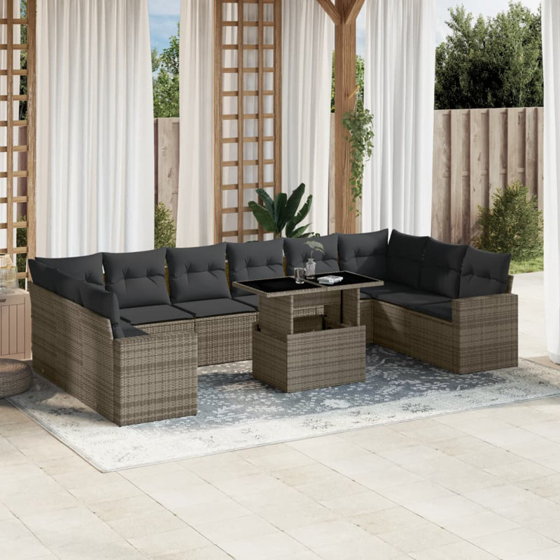 Ensemble d'accoudoirs modulaires en rotin PE gris Vidaxl