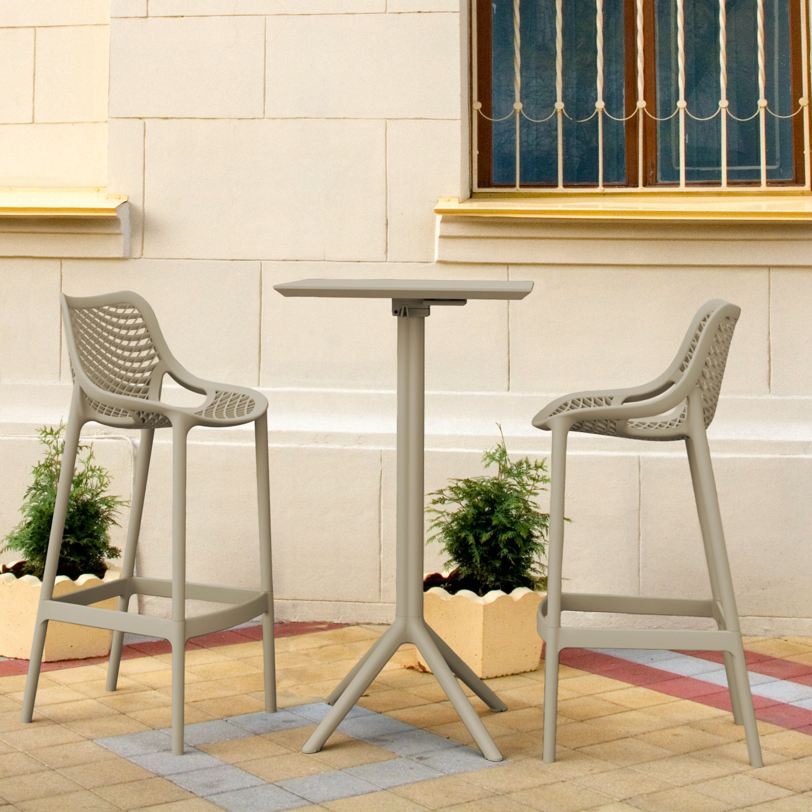 Asherton Square 2 - Person 23.6" Long Bar Height Dining Set, Taupe
