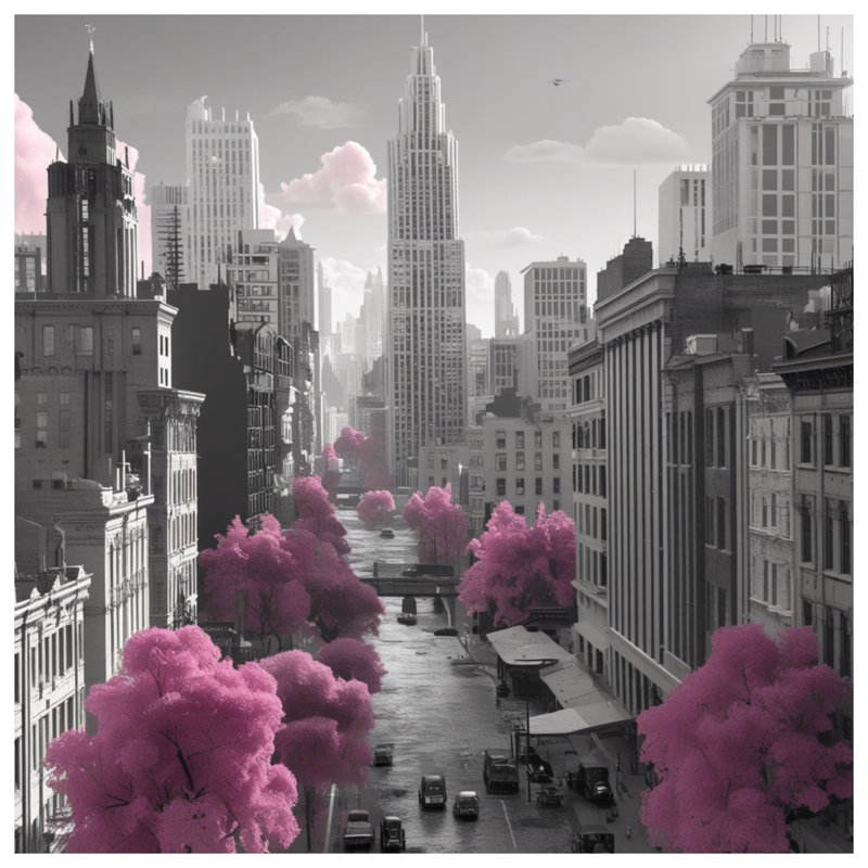 Pink Trees Cityscape Comforter, Twin Extra Long