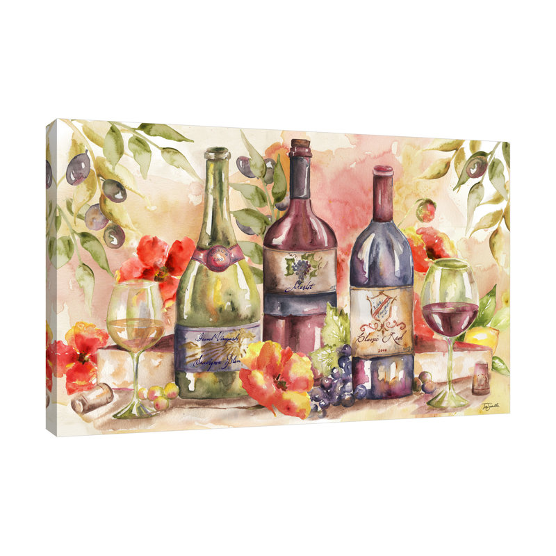 «Wine and Poppies» par Tre Sorelle Studios - Reproduction d'art graphique sur toile, 24 po x 36 po
