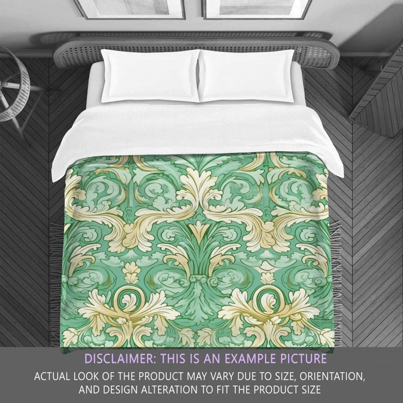 Polyester Comforter, Green/Beige Damask, King Comforter