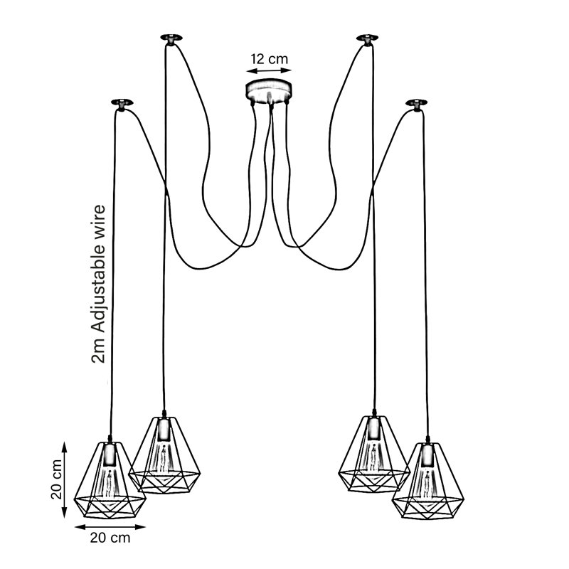 Waroona 4 - Light Black Cluster Pendant