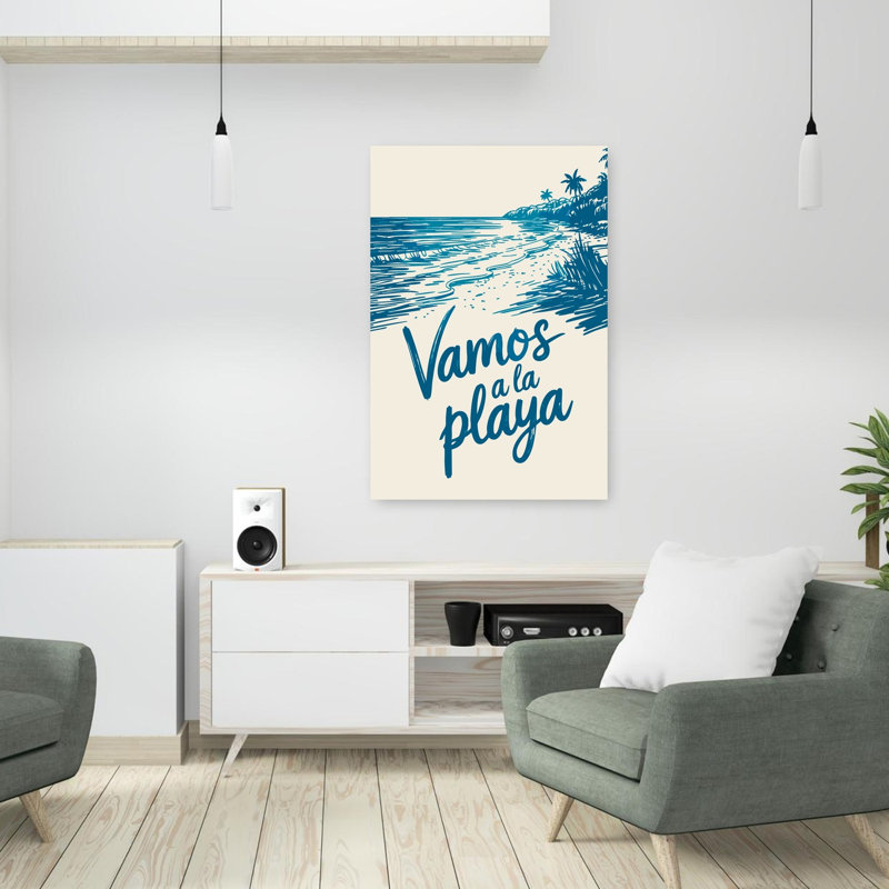 Vamos à la plage, art abstrait de palmier côtier rétro, H 36 po x l 24 po