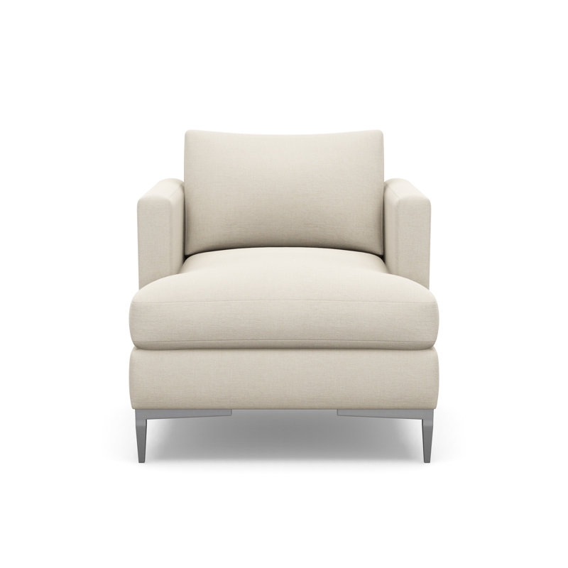 Aiden Accent Chair, Polished Stainless, Neutral Polyester Blend