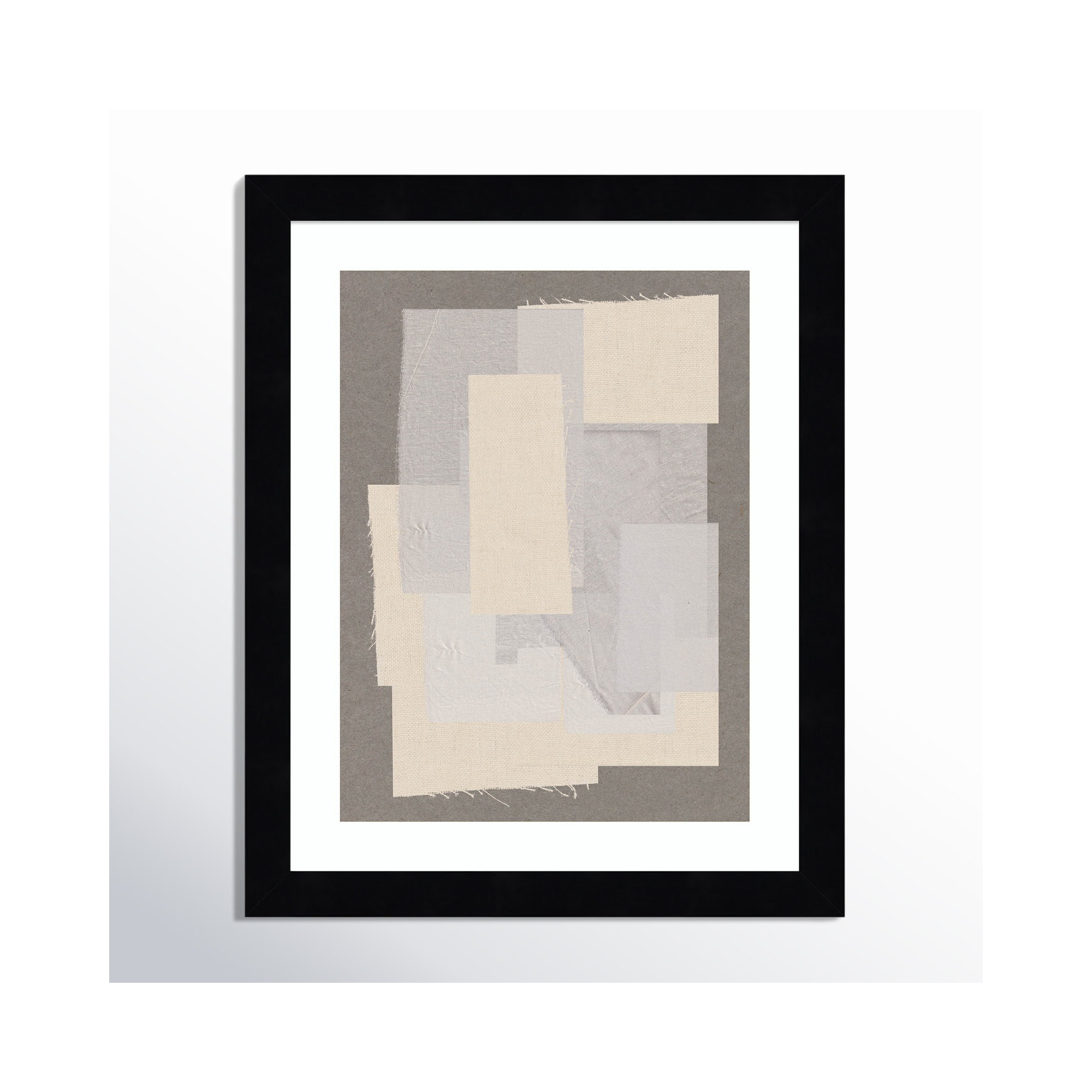 Fabric Pattern Collage No 7 by The MIUUS STUDIO Wood Framed Wall Art Print, 13" H x 11" W, Black