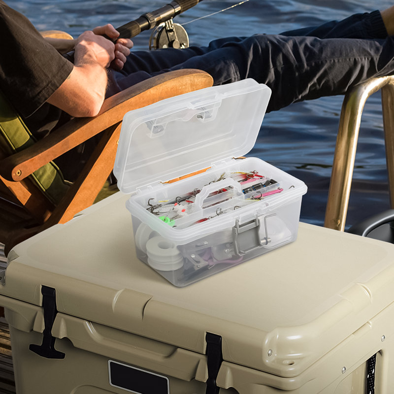 8" Plastic Tools Tackle Box Craft Art Organizer Box Storage Container With Handle And Removable Tray