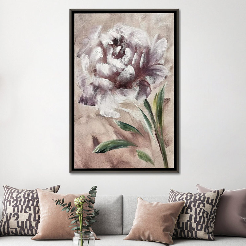 Fleur positive - reproduction d'art murale - toile encadrée, 60 po x 40 po, Toile avec cadre, Gris