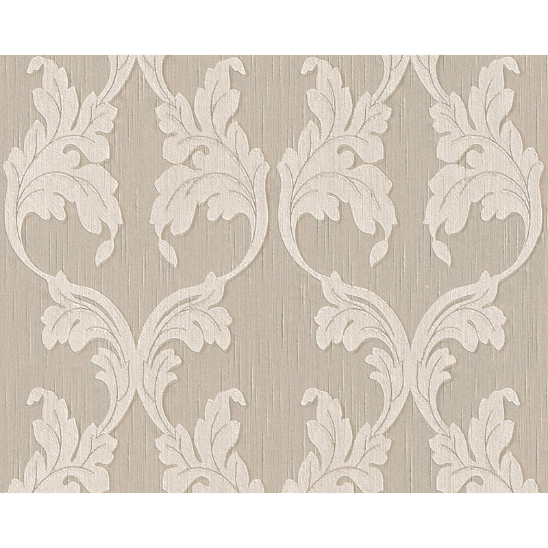 Rouleau de papier peint l 33 pi x l 21 po baroque fabric Sharleen, Crème
