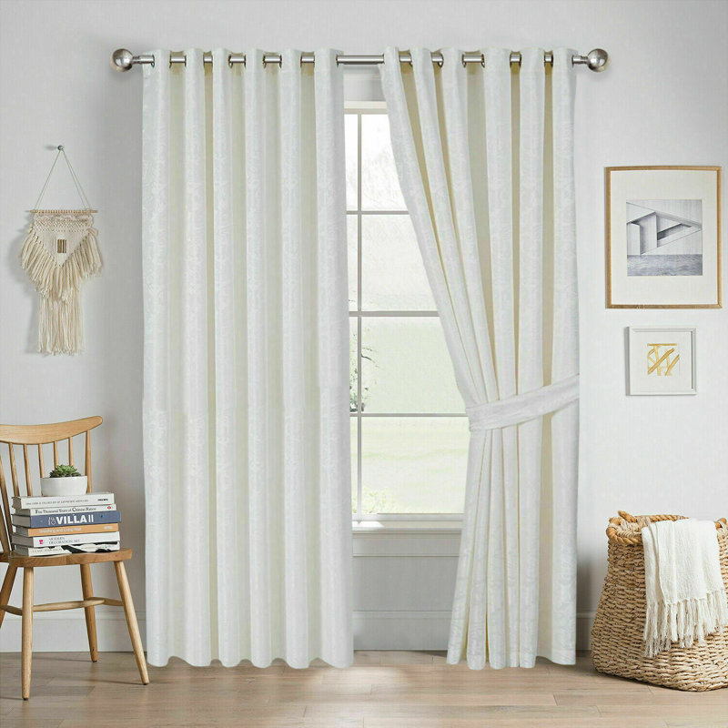 Cardinale Semi Sheer Curtain Pair, White, 33 x 72 cm