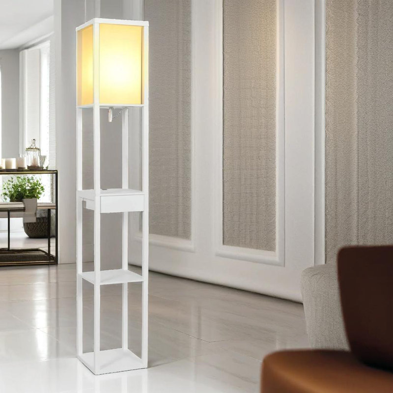 Androniki Modern Floor Lamp For Living Room With 3 Shelves and USB Ports