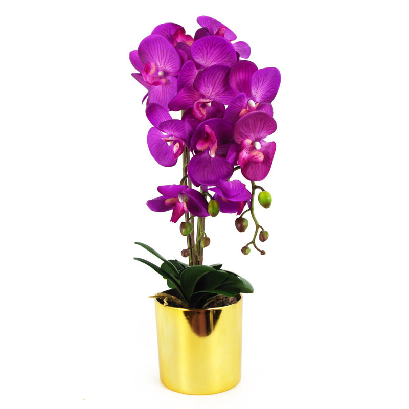 Plastic, Silk Artificial Arrangement in Pot, Purple