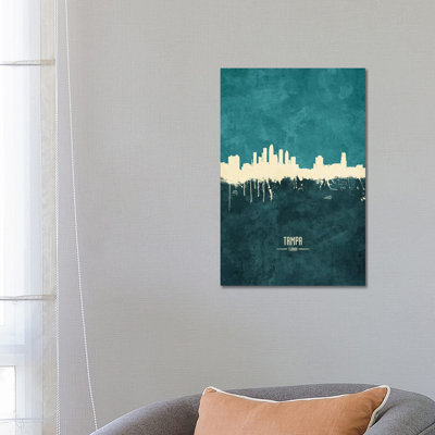 «Tampa Florida Skyline» par Michael Tompsett, impression sur toile tendue