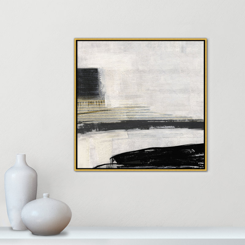 «La Bande I Print» par Sally Swatland, Cadre flottant doré, H 31,5 po x l 31,5 po