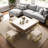 Walnut Lift-Top Coffee Table Set with Storage & 4 Ottomans