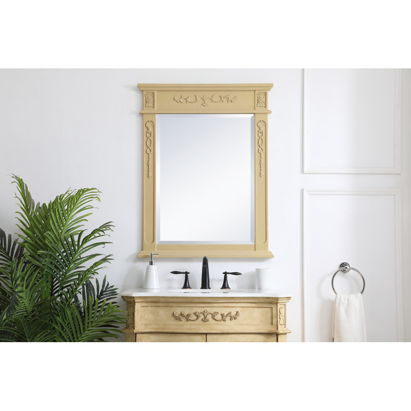 Miroir de salle de bain/meuble-lavabo traditionnel Nai, Beige antique clair, 36 po x 28 po