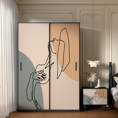 French cream light luxury style wardrobe