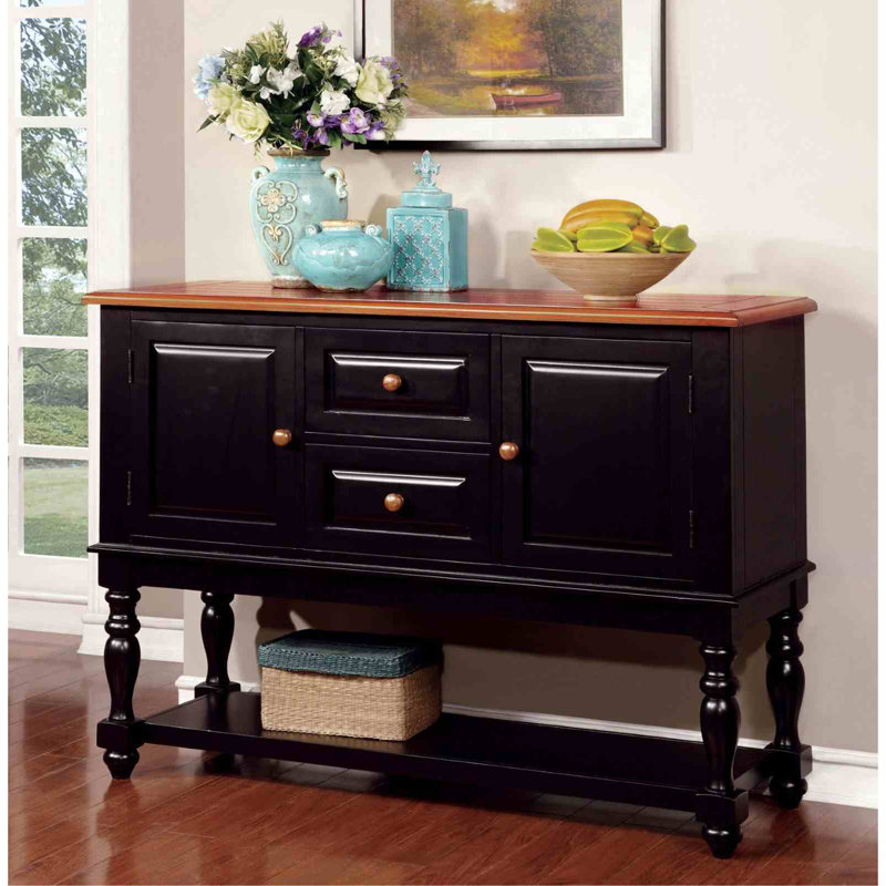 Mobilier de salle à manger en bois massif noir et chêne antique