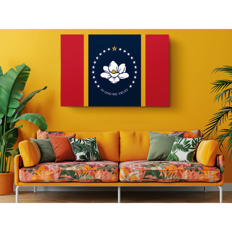 Drapeau du Mississippi State, drapeaux des États-Unis - Photographie sur toile tendue, L 24 po x H 16 po