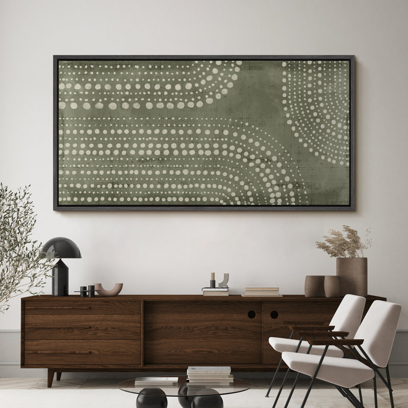 Impression sur toile encadrée matricielle abstraite Mid Mid Century, H 30 po x l 60 po, Noir, noir, noir, noir