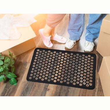 Black Rubber Door Mat  Honeycomb Style Doormat for Indoor Outdoor