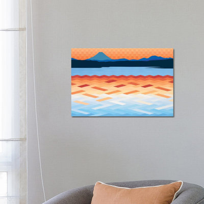 Orange And Blue Sea And Sky by Jun Youngjin - Wrapped Canvas Print