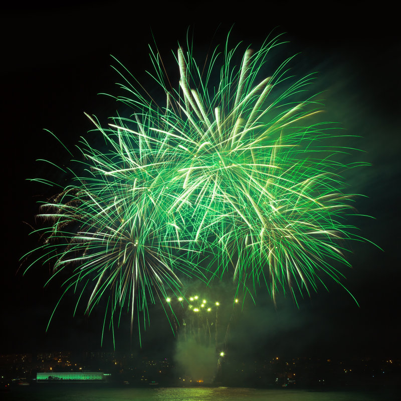 Fireworks In Night - Wrapped Canvas Print, 30cm H x 30cm W x 3.8cm D