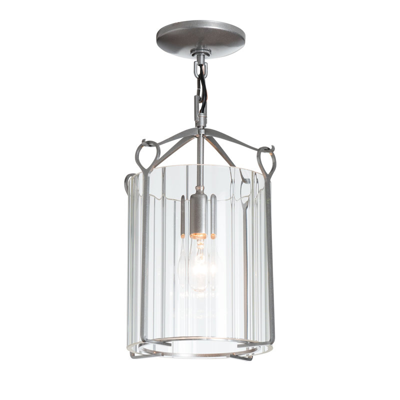 Bow 1 - Light Semi Flush Mount, Vintage Platinum, Clear Fluted