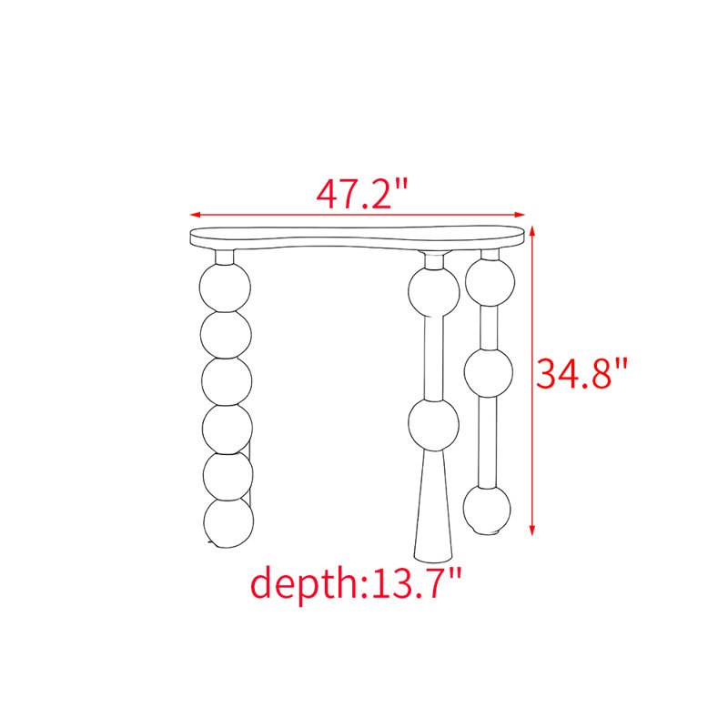Table de véranda entièrement en bois massif de style français., H 33,8 po x l 47,2 po x P 13,7 po
