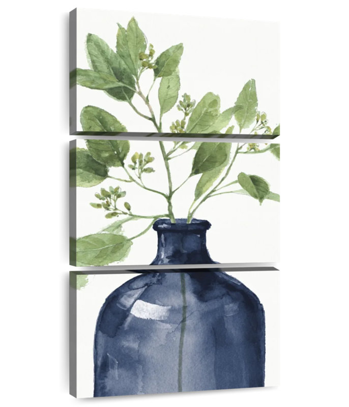 Mixed Greenery I Navy, 75" H x 36" W