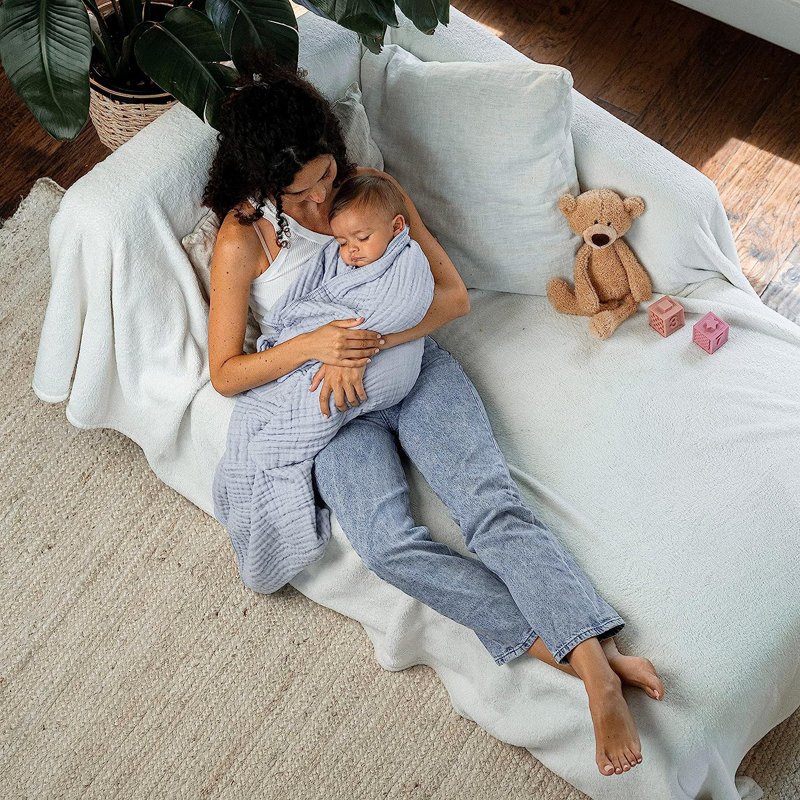 Comfy Cubs Muslin Blanket King, 274 x 229 cm - Soft, Lightweight, Breathable Cotton Blanket - 6-Layered Muslin Fabric, King