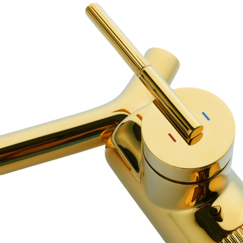 Swivel Spout Vessel Bathroom Faucet Single Hole Deck Mount With Single Lever Handle And Round Base, Gold