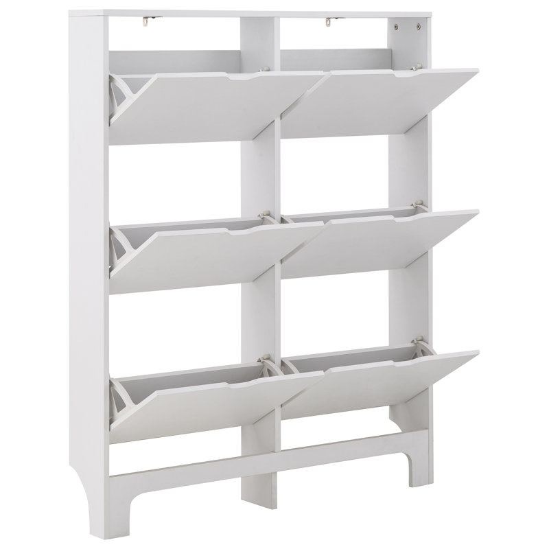 12 Pair Flip Down Shoe Storage, White