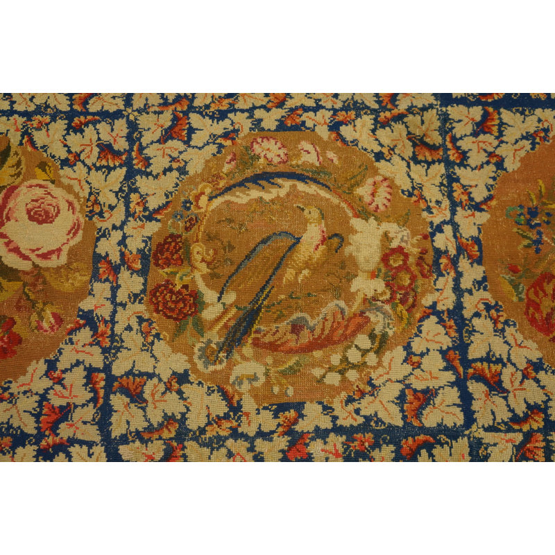 Antique Needlepoint English Flat Weave Rug