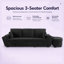 Canapé d'angle Efigenia de 239 cm avec pouf de rangement, ports USB et porte-gobelets, de couleur noir.-447516358