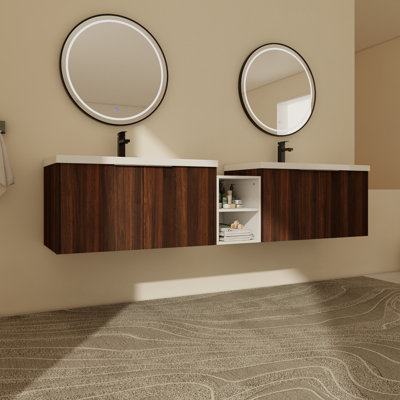 Meuble-lavabo double 82,93 po avec plateau en résine Maxen