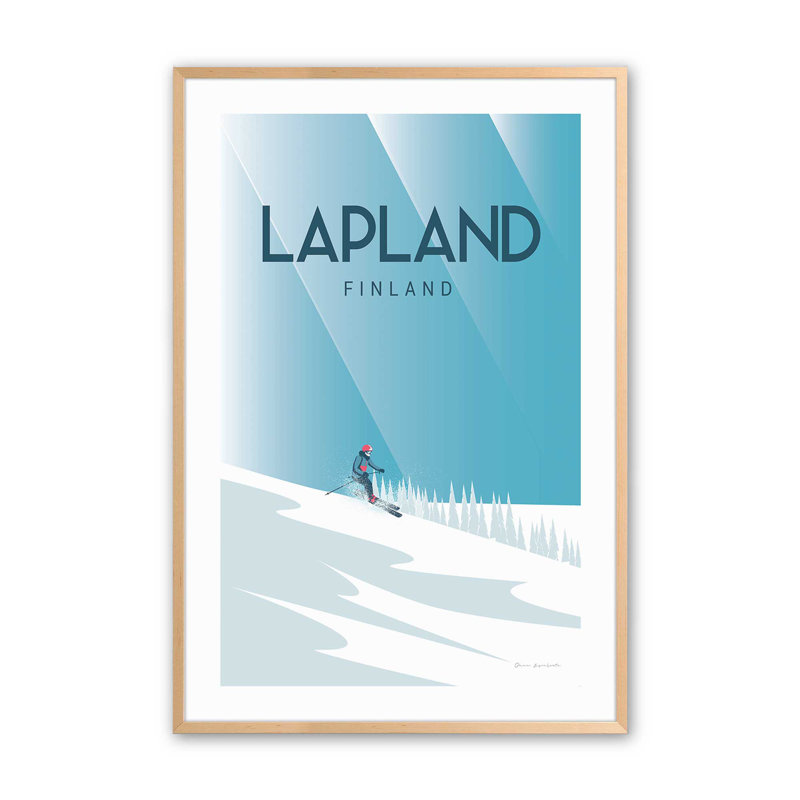 Laponie finlandaise, voyage, affiche dans un cadre, H 25 po x l 19 po x P 1,25 po, Érable brut encadré