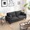 Canapé à trois places de 74 po à haute résilience, canapé 3 places à cadre en bois, canapé rembourré moderne et confortable, appartement dans la chambre à coucher, gris foncé