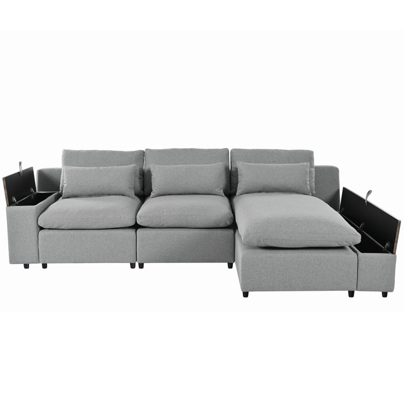 Nicolet Modular Sofa, Gray Polyester