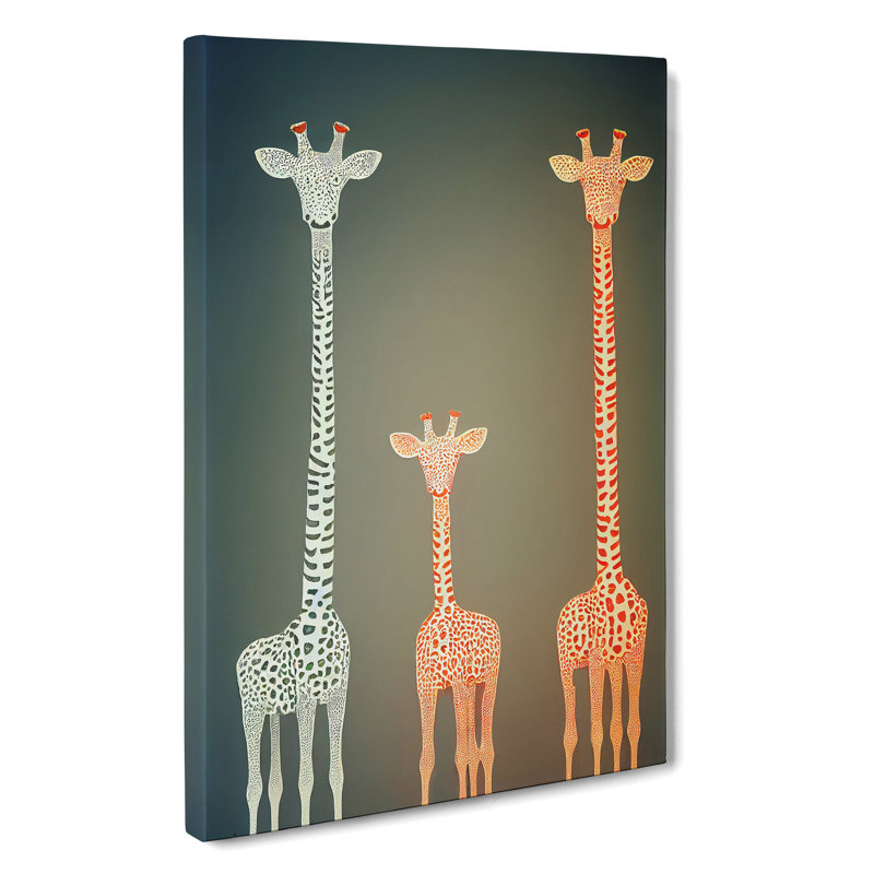 The Three Giraffes - Wrapped Canvas, 76cm H x 35cm W x 3cm D