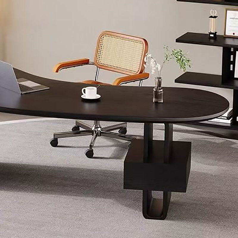 Bureau d'ordinateur en bois massif, Noir, H 29,5 po x l 63 po x P 30,3 po