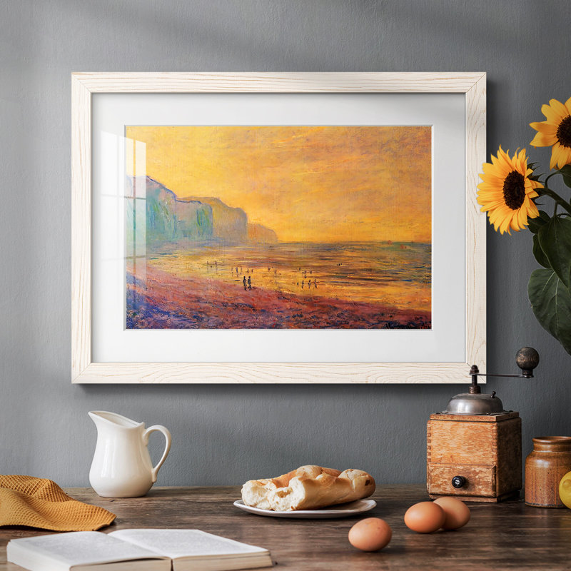Marée basse à Pourville, temps brumeux, 1882 - reproduction d'un seul cadre, Blanc, H 22 po x l 32 po x P 1,5 po