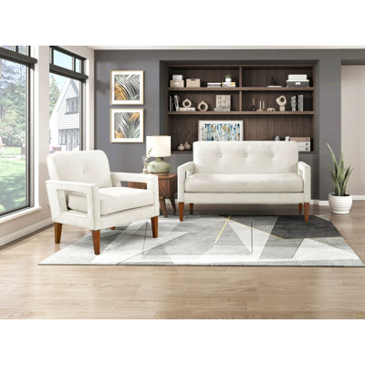 Modern Living Room Furniture 2Pc Set Loveseat Chair