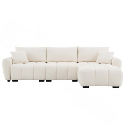 L-Shape Modular Sectional Sofa with Pull-Line Design, Free Movement Ottoman and Four Modular Pieces for Versatile Seating Arrangements