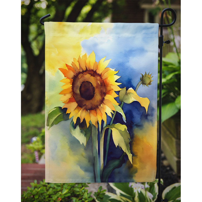 Tournesols dans un drapeau de jardin aquarelle
