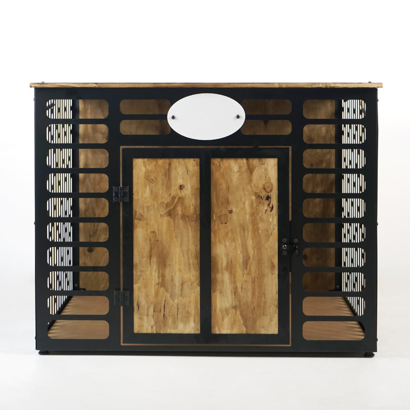 Cage pour chien en bois et métal, Noir, Petit (H 19,68 po x l 24,4 po x P 17,79 po)