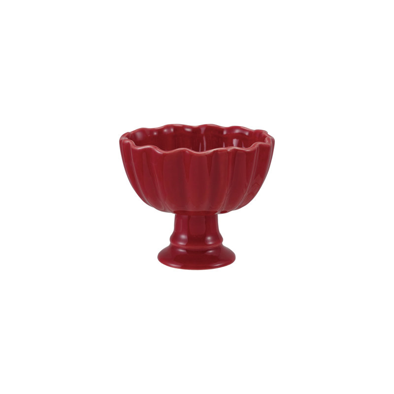 Bol à pied festonné en grès rouge