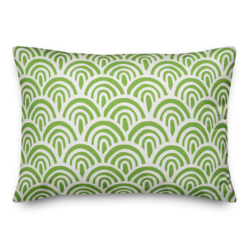  Housse et insert de coussin rectangulaire d'extérieur Abstract Scallop, Vert clair / blanc