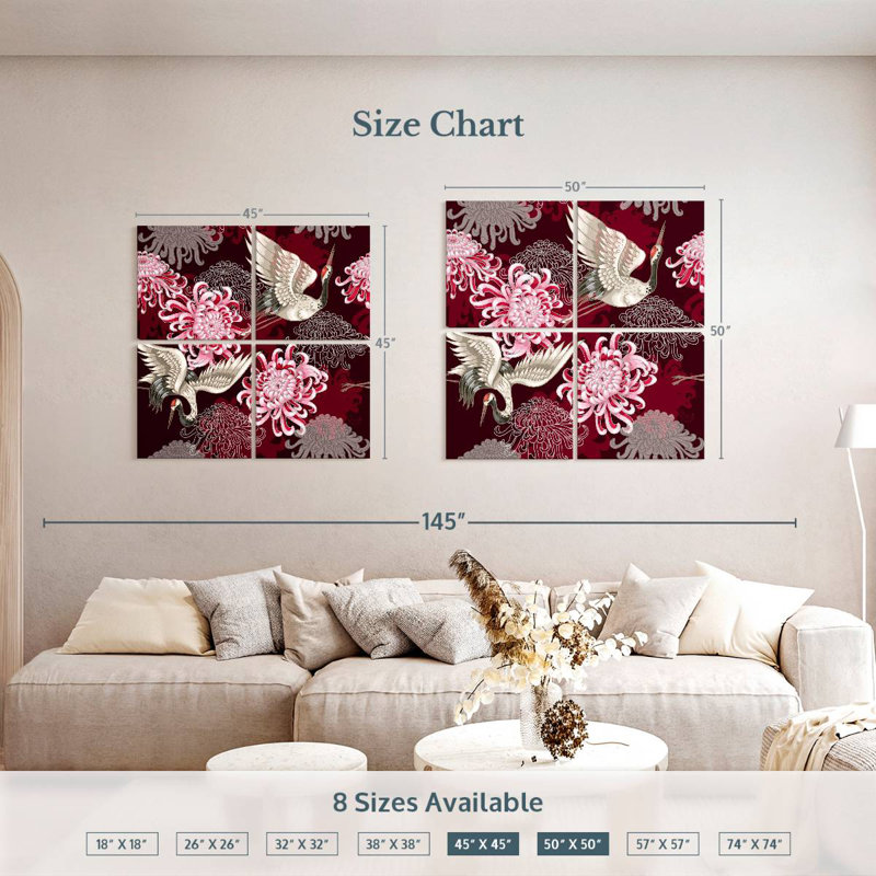 Grues chrysanthème rouge Brampt, H 45 po x l 45 po