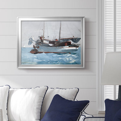 Sloop "Transport" (Gloucester Harbor)-Winslow Homer-Framed Gallery Wrapped Canvas-c. 1873