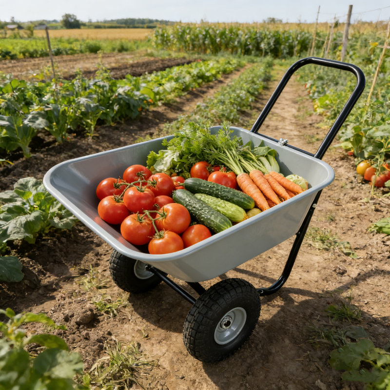 Chariot utilitaire de jardin à 2 roues avec roues pneumatiques de 10 po, chariot de jardin robuste, Gris